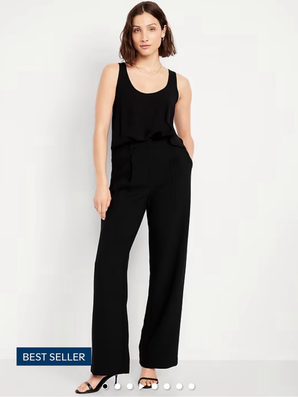 Old Navy Black Wide-Leg Womens Pants - High-Rise Tapered Waist